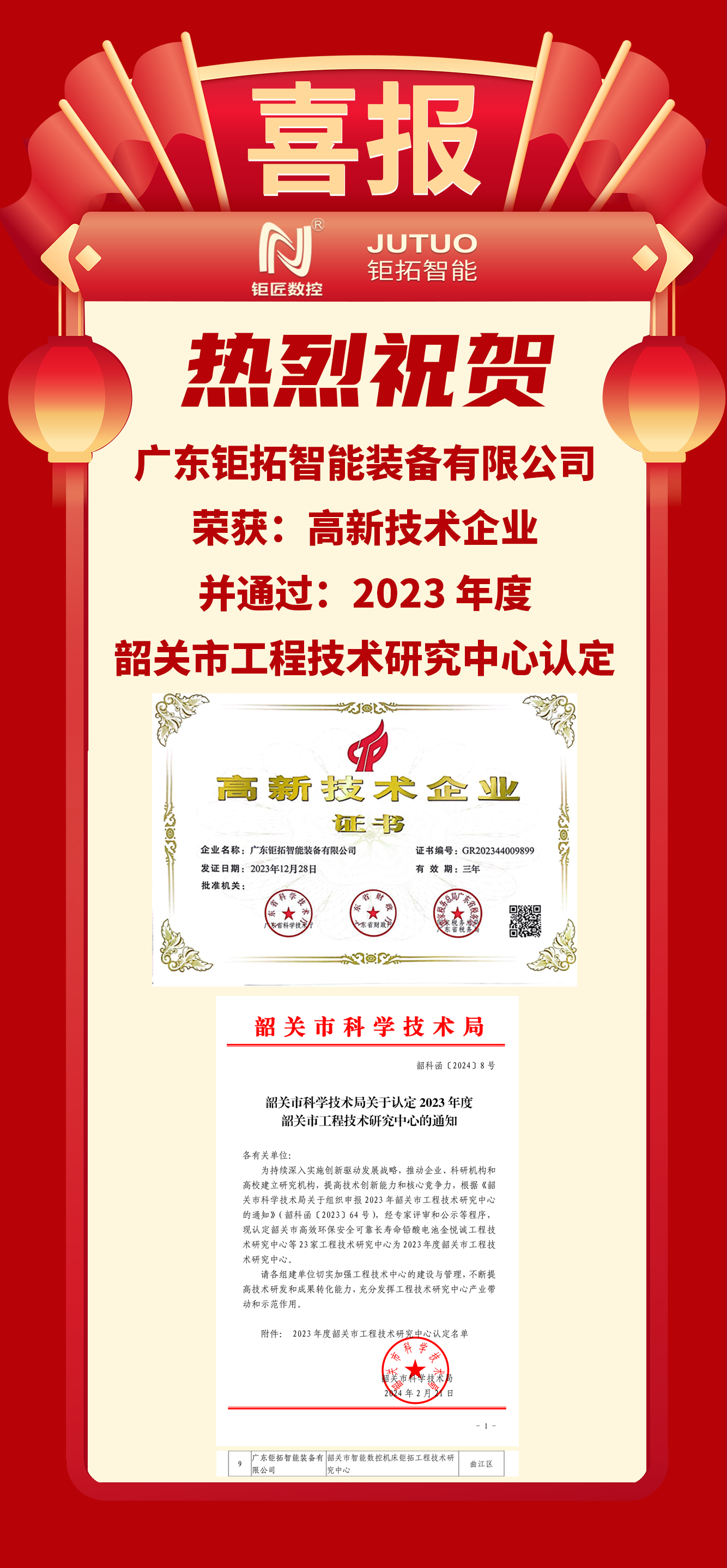 【喜報(bào)】Bevictor韋德官網(wǎng)數(shù)控韶關(guān)工廠榮獲:高新技術(shù)企業(yè)、韶關(guān)市工程技術(shù)研究中心認(rèn)定